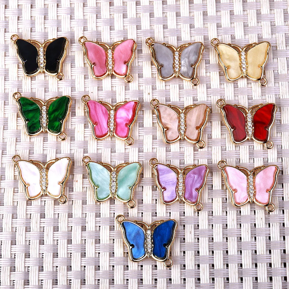 Fashion Cute Mini Acrylic Butterfly Charms Pendant DIY Color Butterfly hand-made Bracelet Earring Necklace Accessories