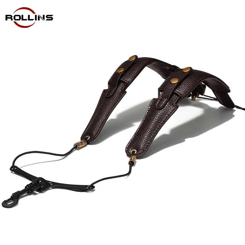 Saxophone New Strap Double Shoulder Leather Strap Sax Neck Accessories