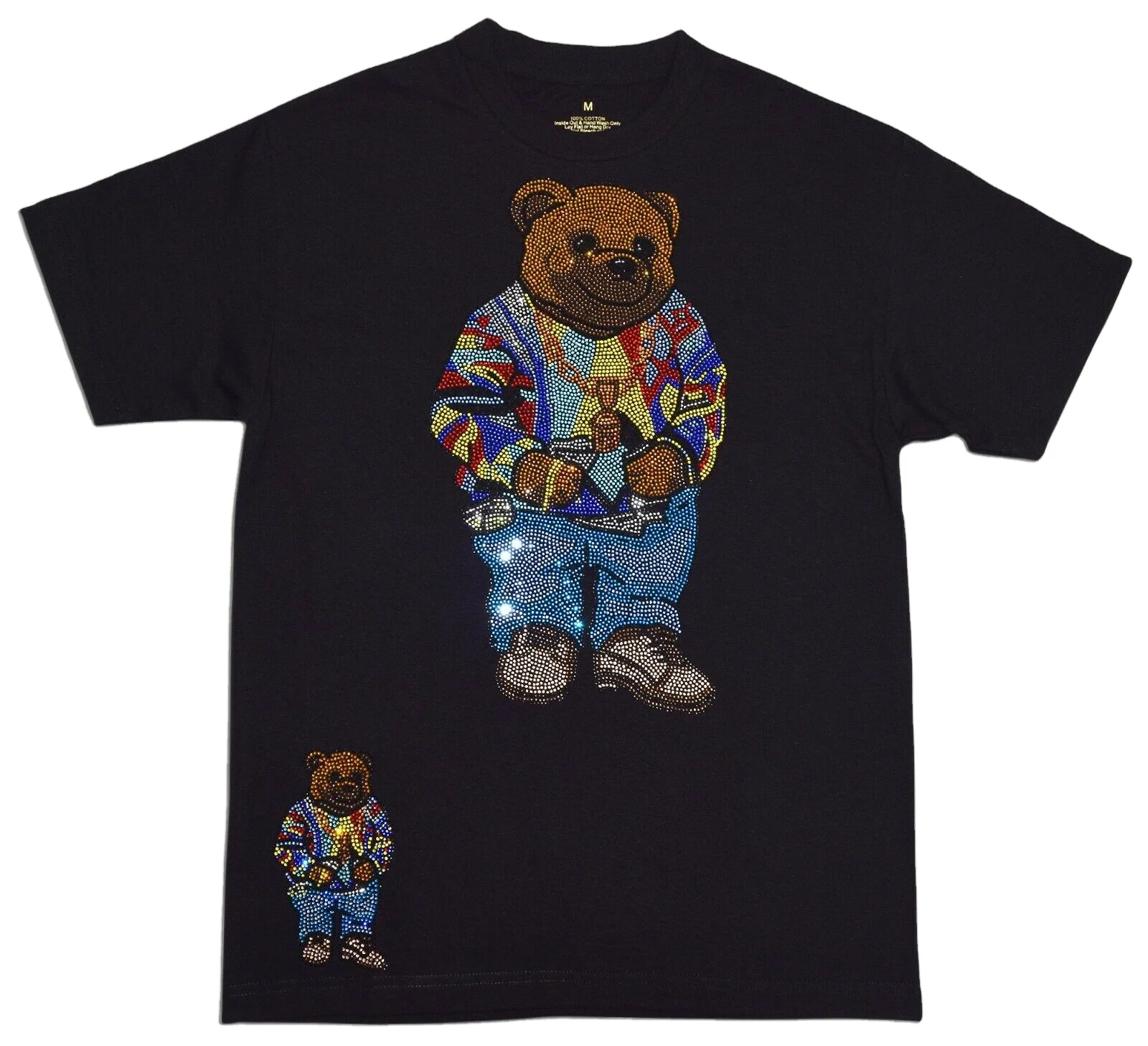 Custom 100% cotton slim fit graphic designer t shirts streetwear rhinestone t shirts for men luxury