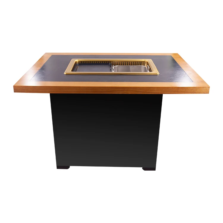 AOBL commercial embedded indoor Korean style smokeless barbecue hotpot stove dining table