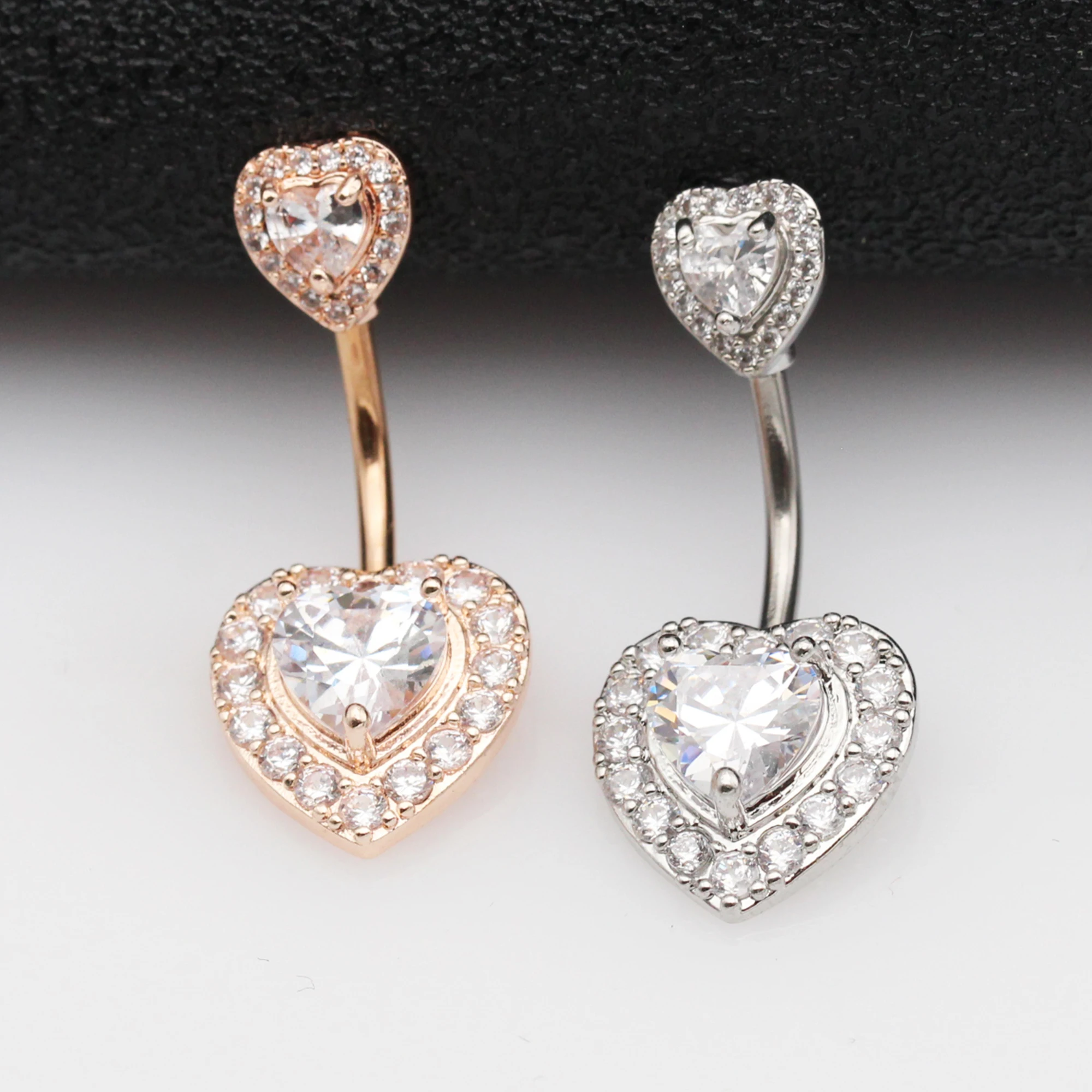 Sexy Body Jewelry Stainless Steel Navel Rings Silver Rose gold Piercing Jewelry belly button ring navel dangle