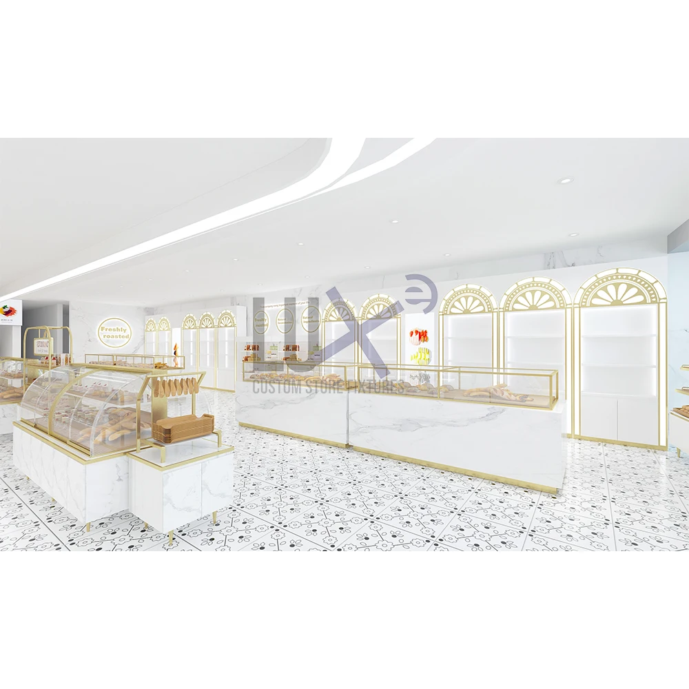 LUX Whole Shop Interior Design Decoration Showcase Bakery Pastry Cake Stand Up Display Rack Furniture