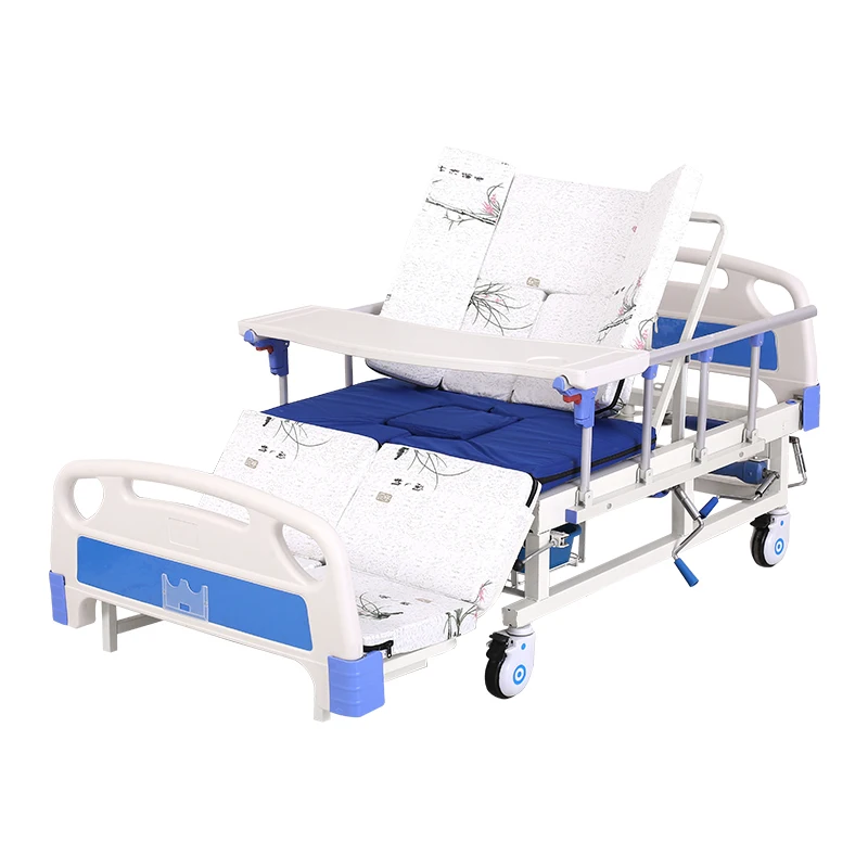 Manufacture Price ABS Luxury Manual Hospital Nursing Bed 5 Functions Full Bend Home Care Bed