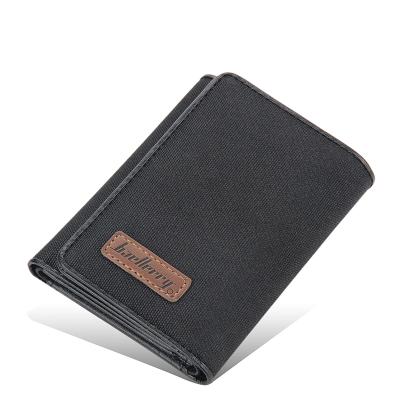 Fashion Baellerry PU Leather Business With Card Holder Mens Short Three Fold Wallet Men