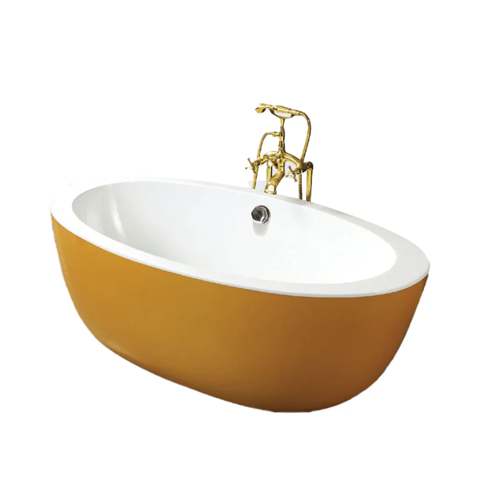 Modern Bath Luxury Yellow Boat Shape Standalone Bath Tub Acrylic Bathtub