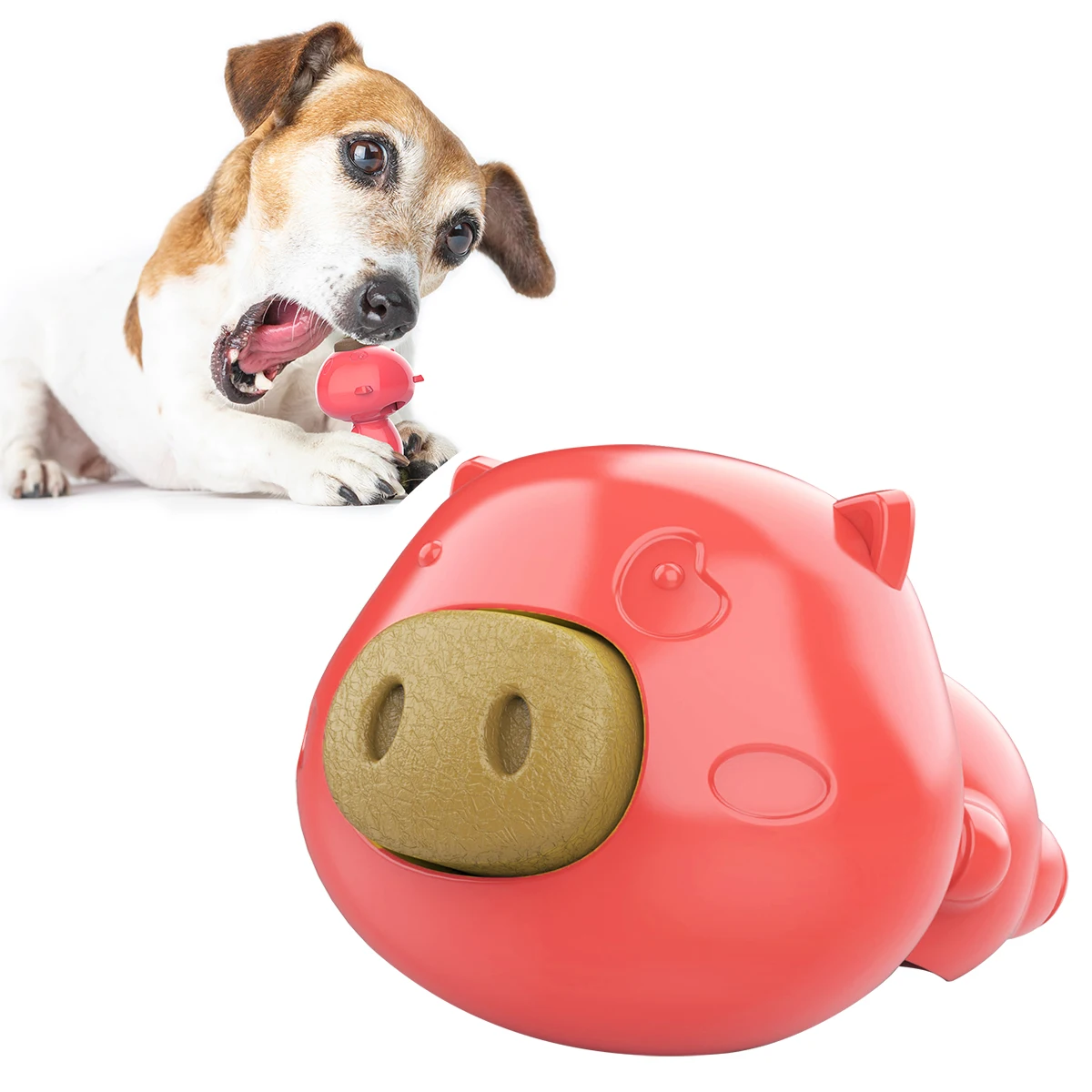 Cute Pig Shaped Dog Chew Toy Lick Toy with Dog Treats Snacks