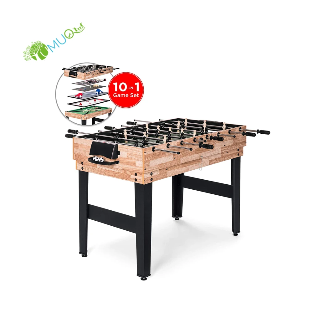YumuQ 10 IN 1 Wooden Multi Table Games Set, Fun Combo Pool Table Desk Games Kit for Indoor Family Games