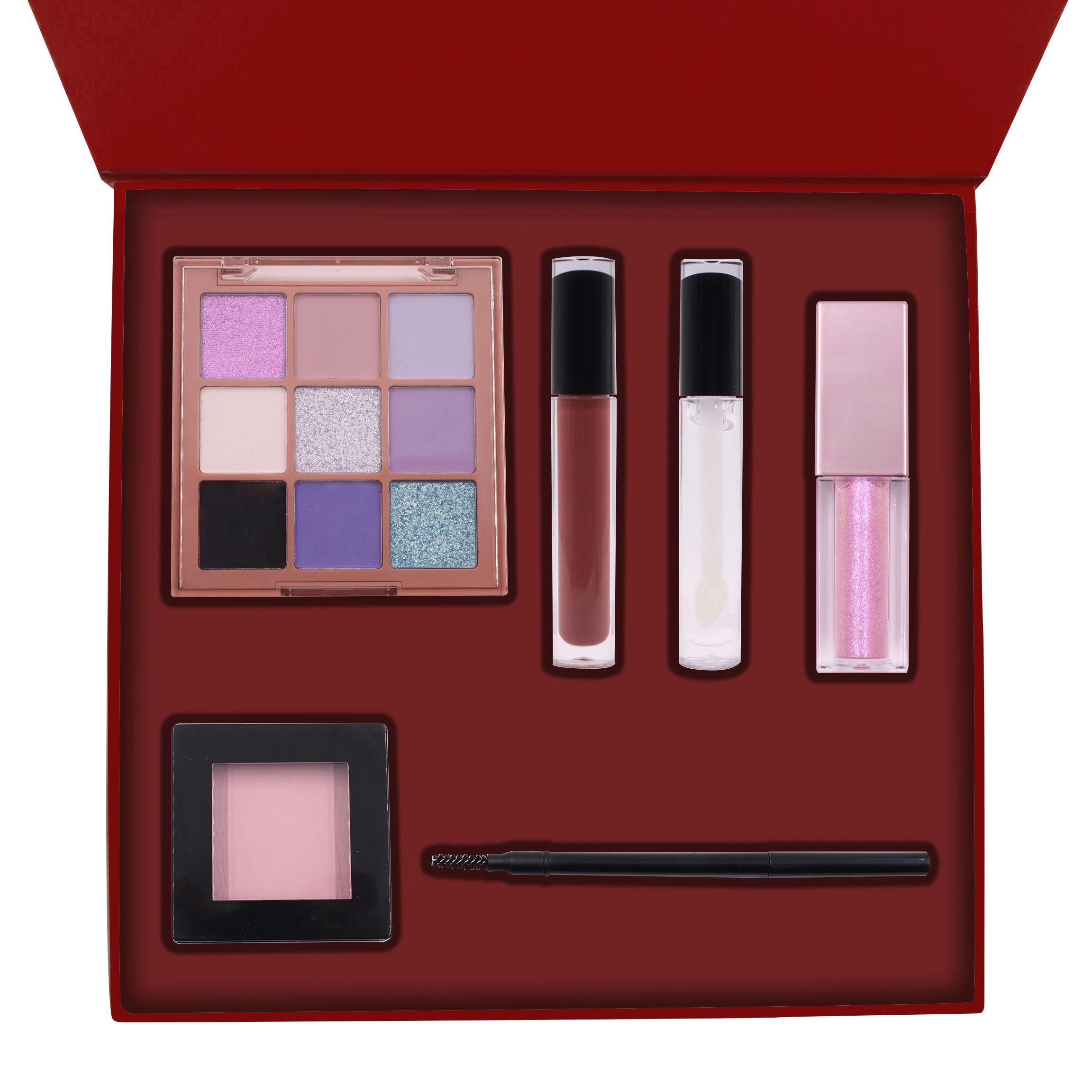 All in One Makeup Kit Set Pink Shimmer Eyeshadow Palette Blush Waterproof Lip Gloss Eyeliner Pencil for Girls