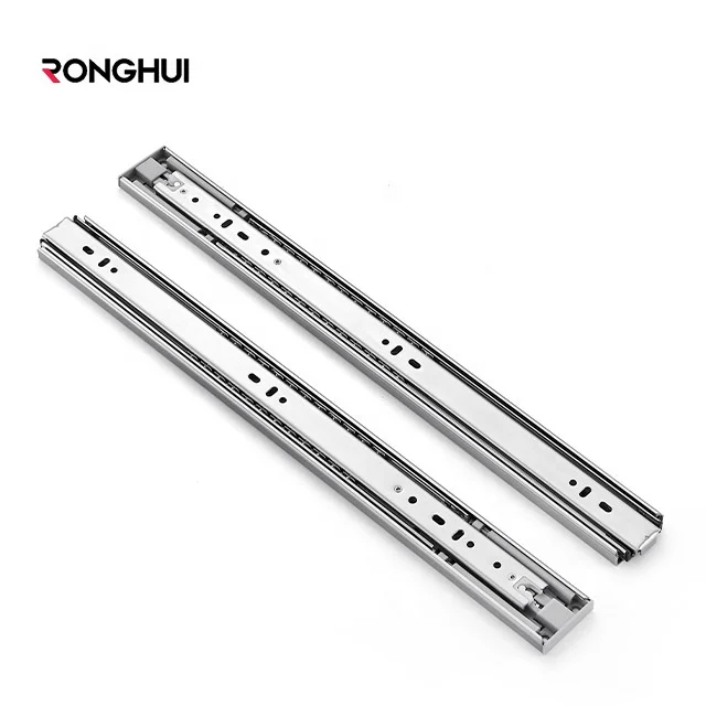 Ronghui 3-fold Full Extension Sliding Drawer Slide Push To Open Rebound Ball Bearing Slide Rails