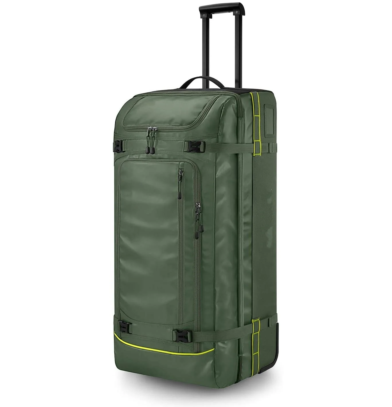 Free sample Rolling Duffle Bag with Wheels, 100L Water Repellent Large Wheeled Travel Duffel Luggage with Rollers , Olive Green