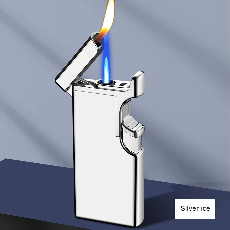 Straight flame gas flame lighter for cigarette Double flame lighter custom logo lighter