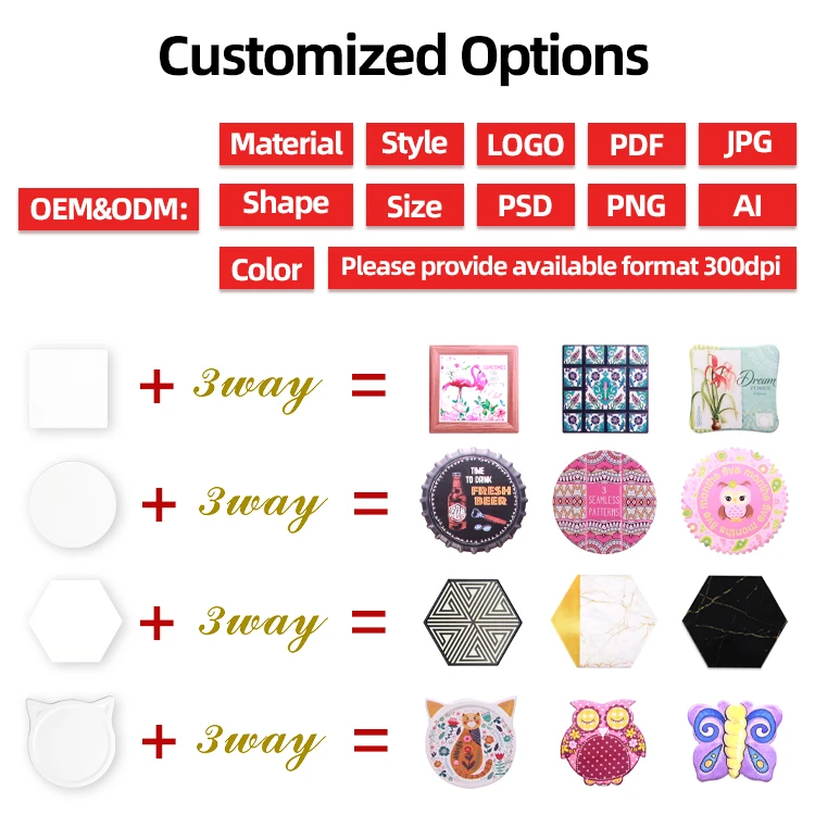 Free sample coasters custom sublimation or UV printing round shape white ceramic blank tile coasters ball design