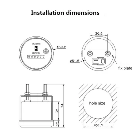 Diesel Engine Generator DC12 Volt  24V 36V AC Hour Meter Timer LY-748