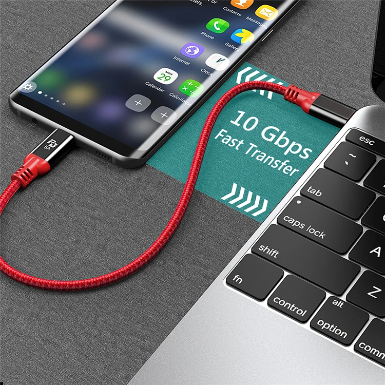 Amazon новый дизайн кабеля Плетеный 5А PD Кабель USB 3 1 Gen 2 type C к 10 Гбит/с type-C для быстрой зарядки usb кабель