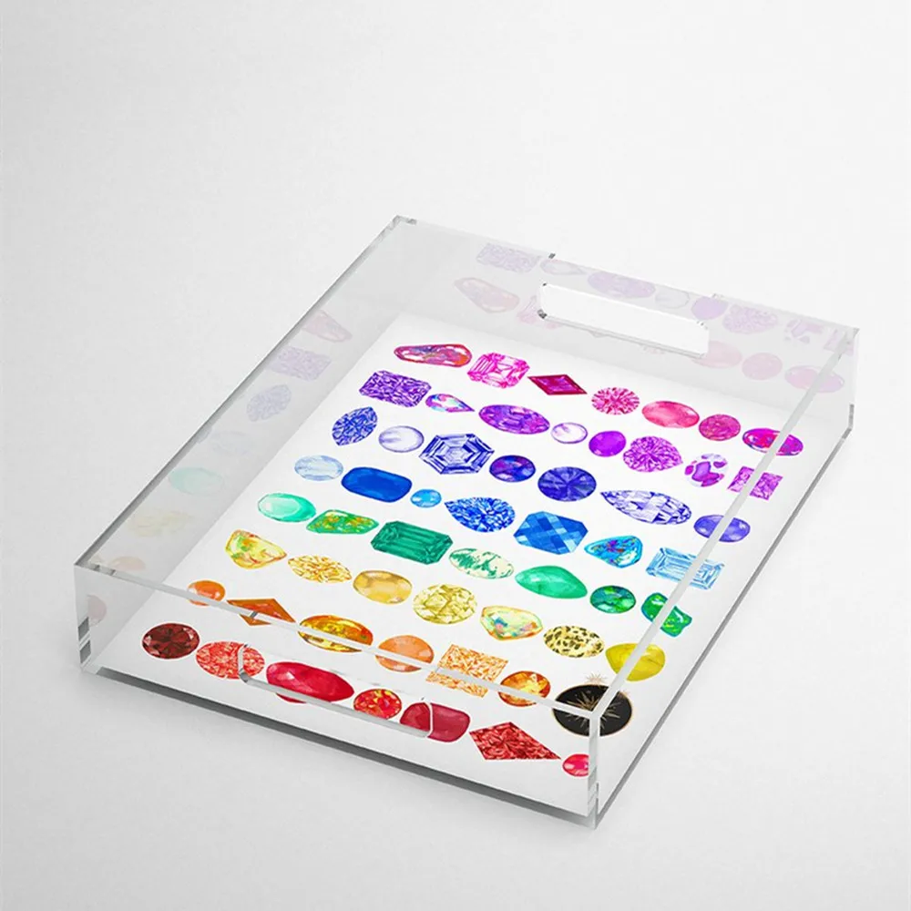 
Food Fruit Tea Square Serving Tray, Custom Clear Acrylic Restaurant And Hotel Plastic Drink Tray 