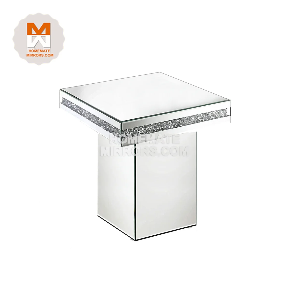 Hot Competitive Mirrored Cube Side Tables with Crushed Diamond