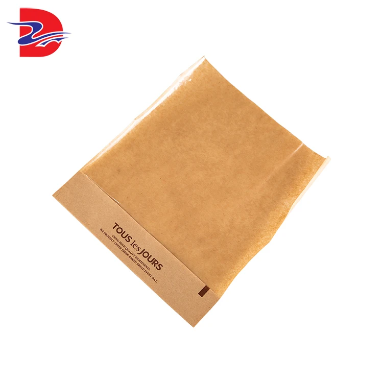 2020 New Design Window Baking Bread Food Packaging Printed Brown Kraft Bakery Paper Bags