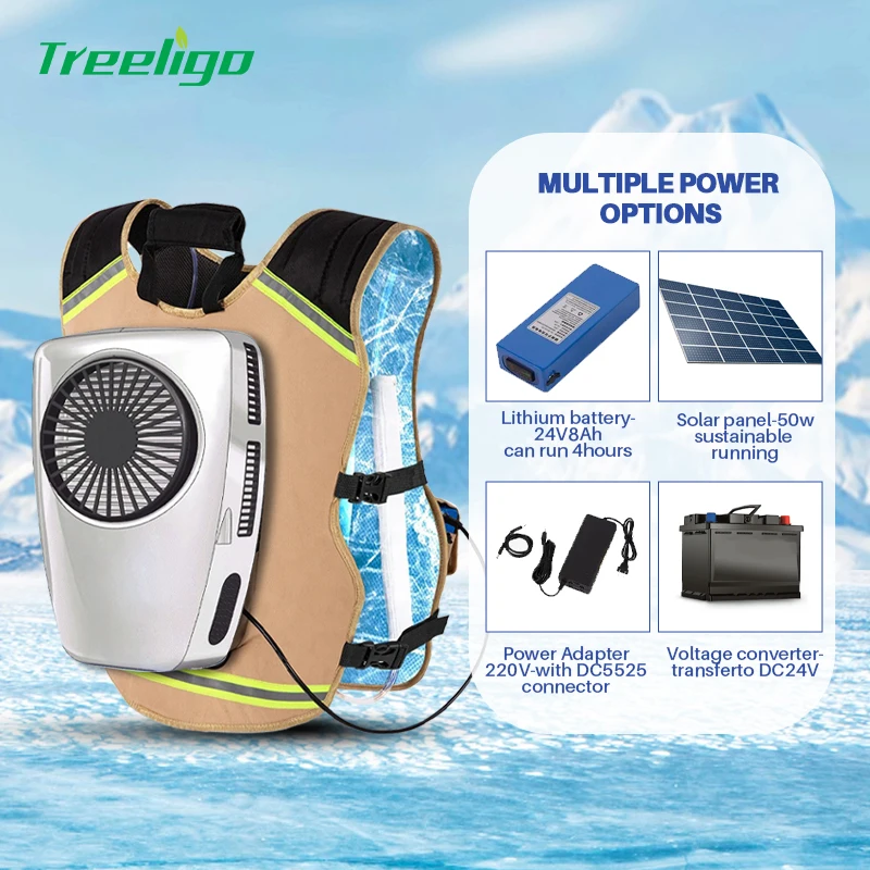 Wearable Cooling Air Conditioning Vest Rechargeable Air Conditioned Clothes 9600mAh Battery Powered Vest for Hot Weather Work