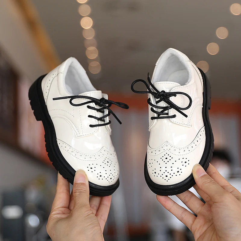 Hot selling add plush warm leather kids student shoes school shoes winter for boys