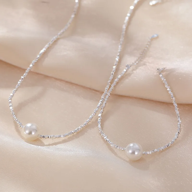 Minimalist Irregular Fashion Jewelry 925 Sterling Silver Freshwater Pearl Necklace For Women