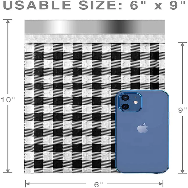 Poly Bubble Mailer Self Seal Padded Envelopes Bubble Lined Wrap Bags Cosmetics Packing Shipping Mailing Gingham