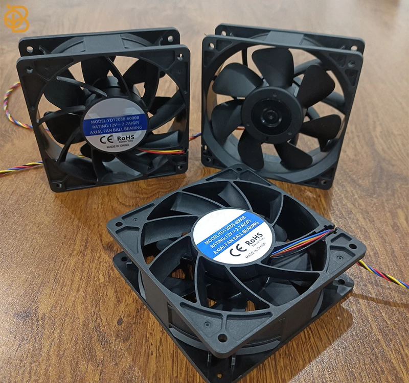 High Speed 120x120x38 Dc Axial Fan 12038 6000RPM 12V 2.7A Cooling Fan Replacement 4pin Connector Axial Flow Fans