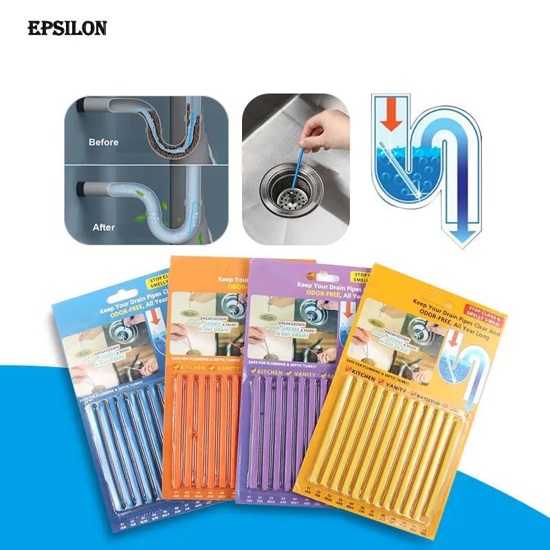 Экологически чистый сливной очиститель Epsilon и дезодорирующие полоски для кухни, туалета, ванны, трубы