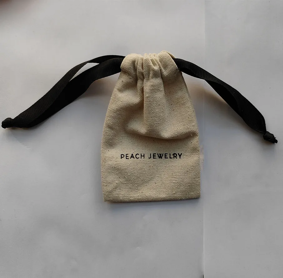 Eco Friendly Custom Logo Silk Screen Print Organic Cotton Muslin Shopping Canvas Drawstring Pouch Dust Bags For Handbag Shoe