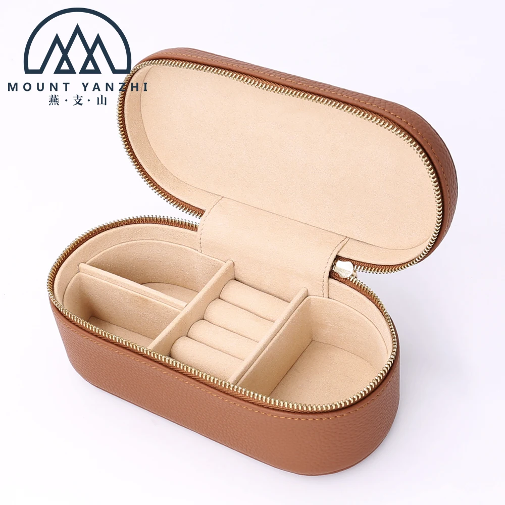 Portable Leather Jewellery Gift Jewlery Storage Packaging Organizer Custom Logo Travel Necklace Ring Earring Jewelry Storage Box