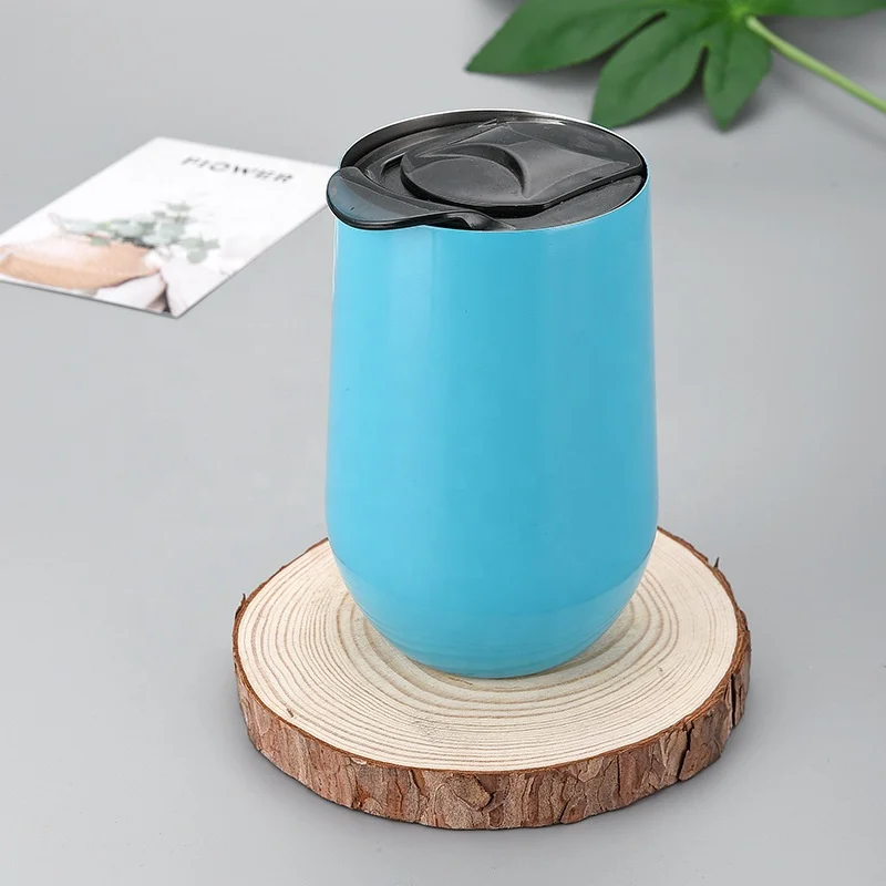 16oz Stainless Steel Double Wall Insulated Wine Tumblers Glasses with Lid Stainless Steel Reusable Coffee Cup