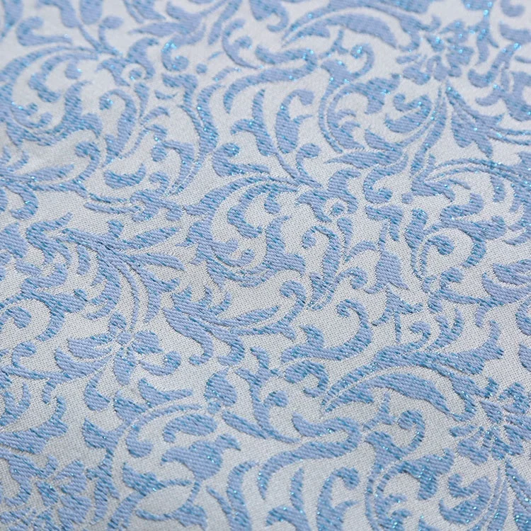 Детские синие вихревой картины из парчи металлик Дамаск жаккардовая ткань с полностью ориентированной нитью, 100% полиэстер для скатерти