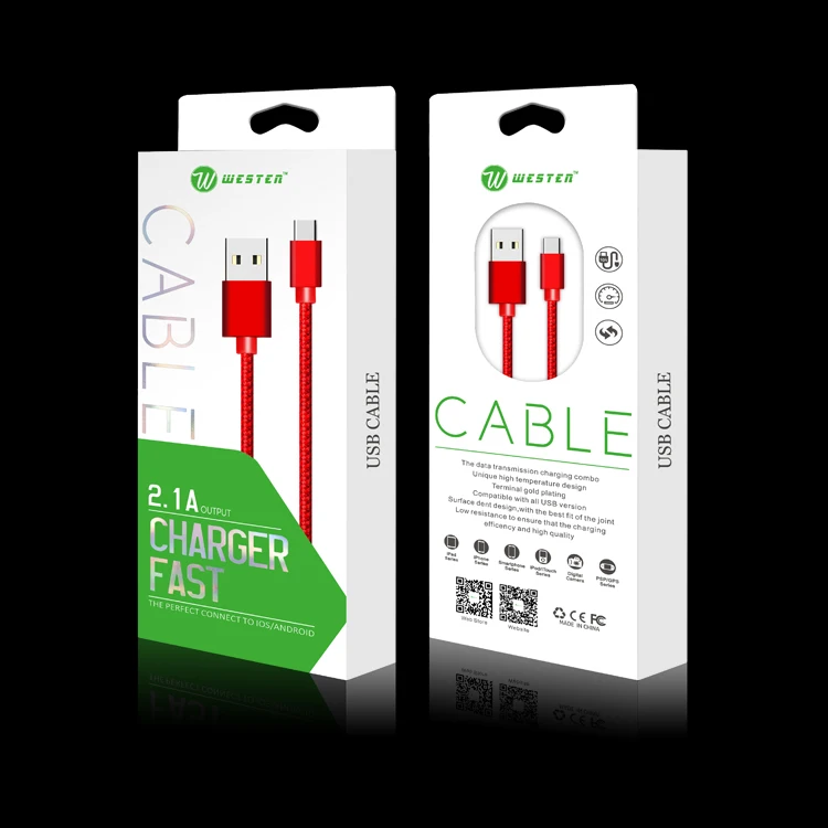 For Android Universal 2.1A To 2.4A Multi Color Fish Net Braided USB Fast Charging Cable