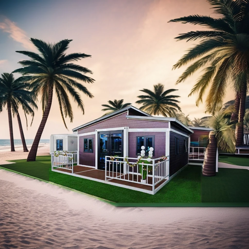 Luxury Mobile Folding Double Wing Prefabricated House Steel Frame Metal Container Luxury Terrace Room