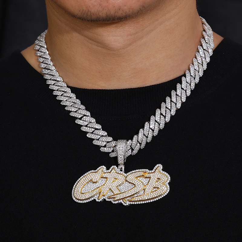 Pass Diamond Tester Moissanite Iced Out Letter Pendant 925 Sterling Silver Rapper Gift Hip Hop Jewelry Custom Name Necklace