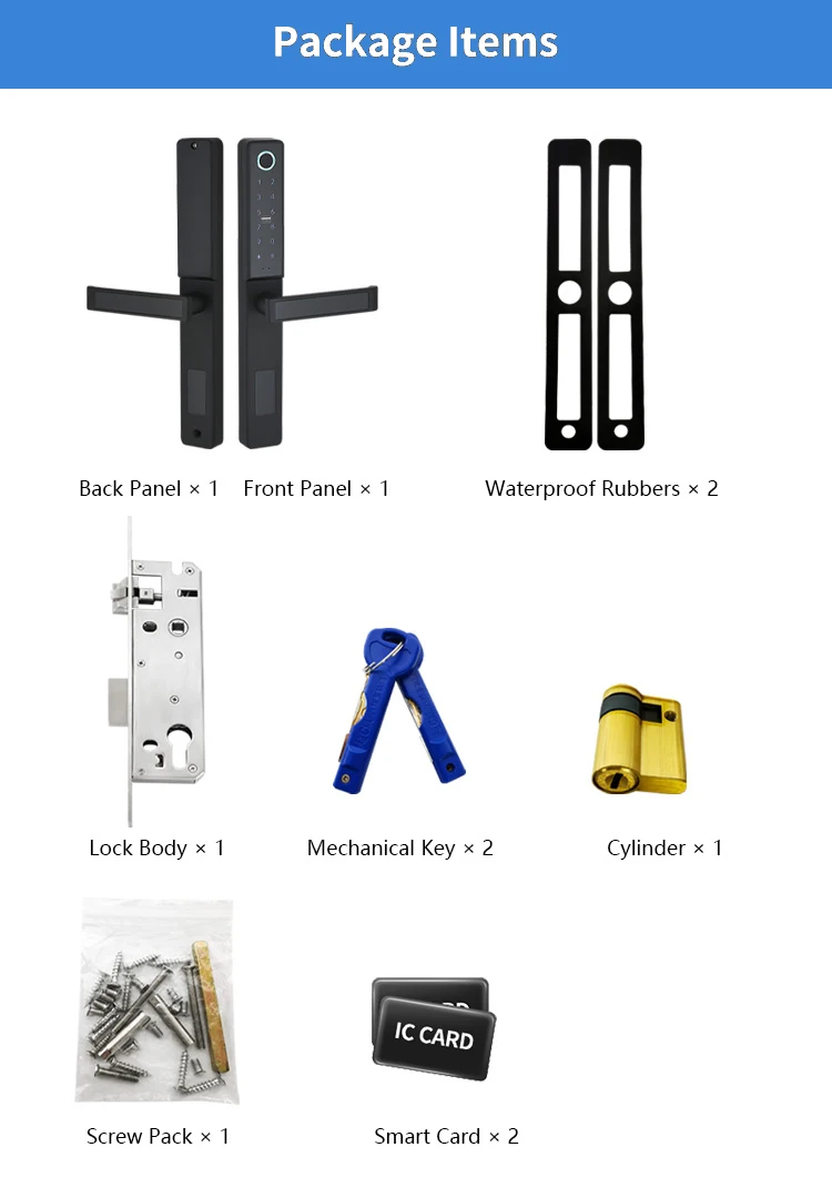 European Standard Aluminium 3585 mortise Digital Smart Door Lock Tuya App Fingrint Lock