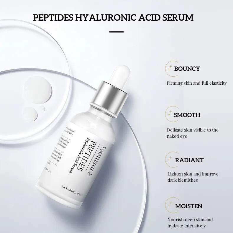 Peptide Hyaluronic Acid Essence Customizable Wholesale Moisturizing Hydrating Facial Repair Serum 30ML Skin Care Products