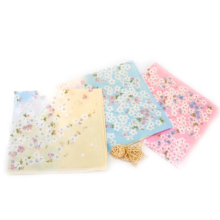 Trendy style cheap floral flower printed design cotton women soft handkerchief in Stock