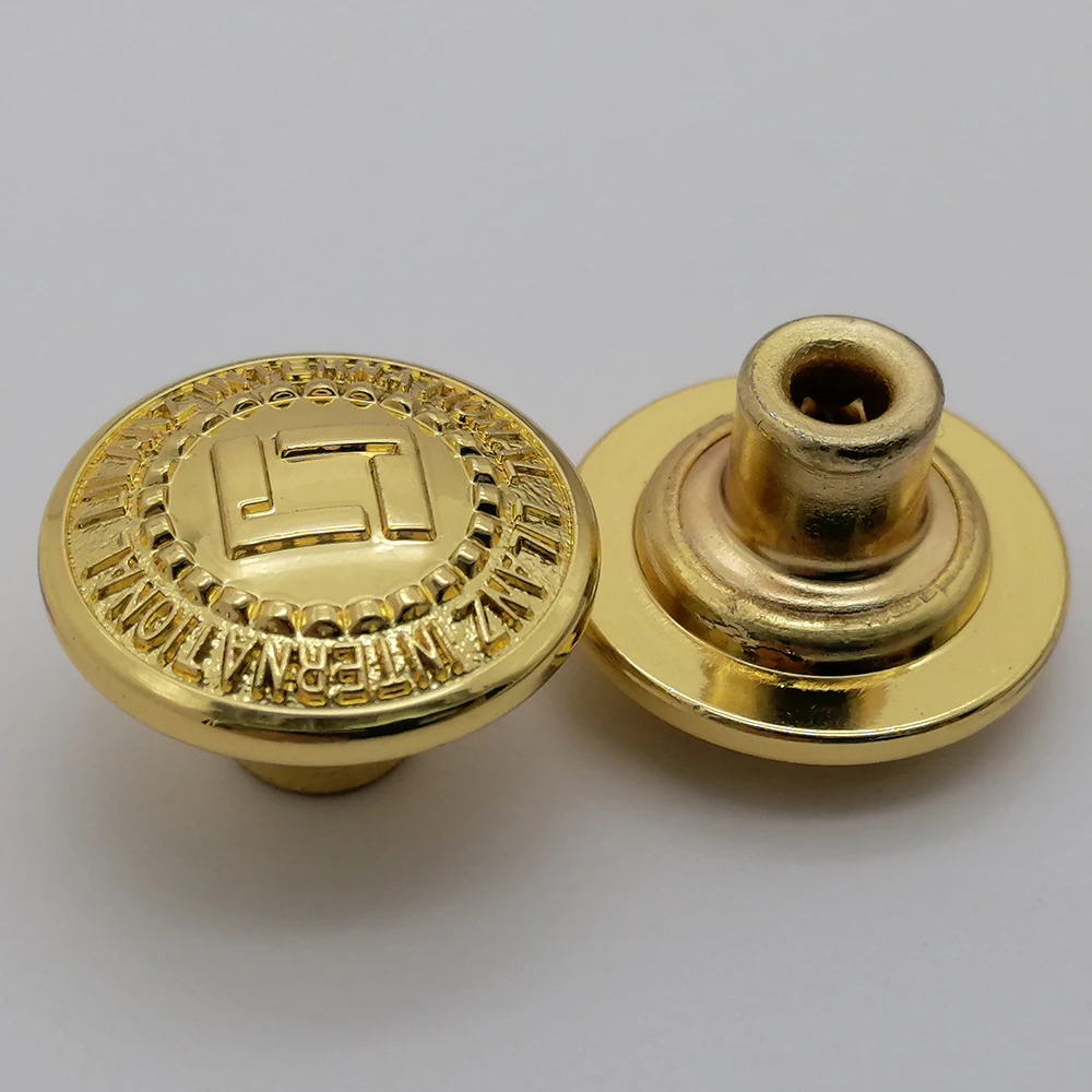 Red Copper White Blue Contrast Color Antique Finishing Custom Letters Logo Metal Snap Fasteners Press Button for Garments 18mm