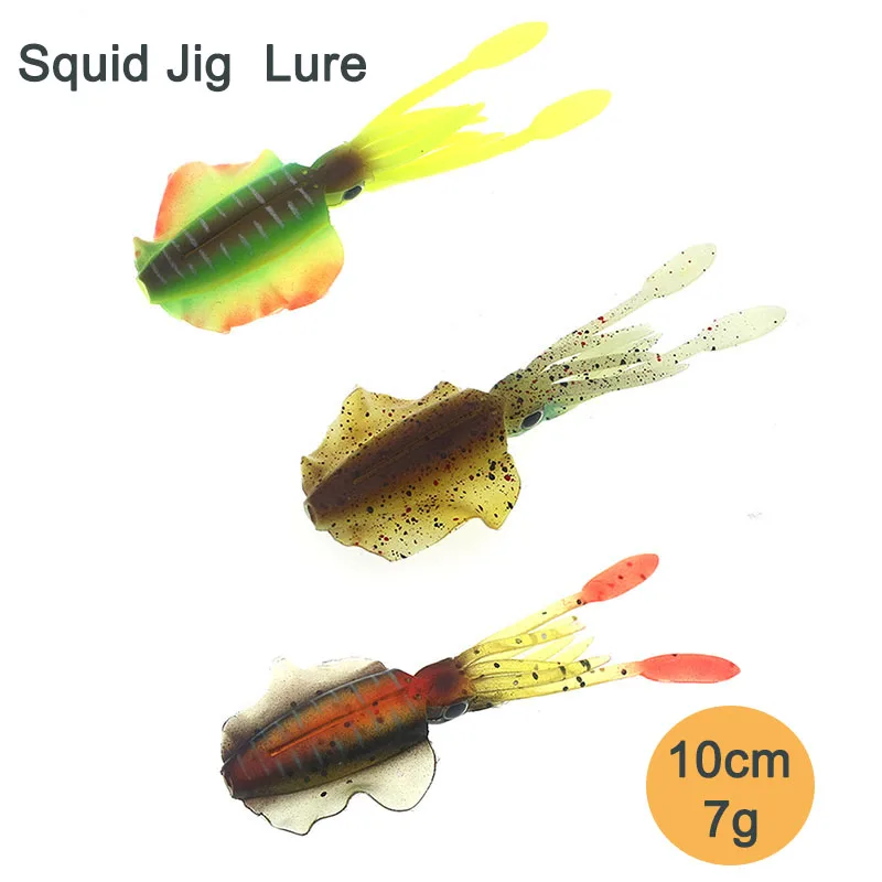 Fishing Soft Lure 7g 100mm Luminous/UV Squid Jig Fishing Lures Octopus Calamar For Sea Fishing Wobbler Bait Jigging