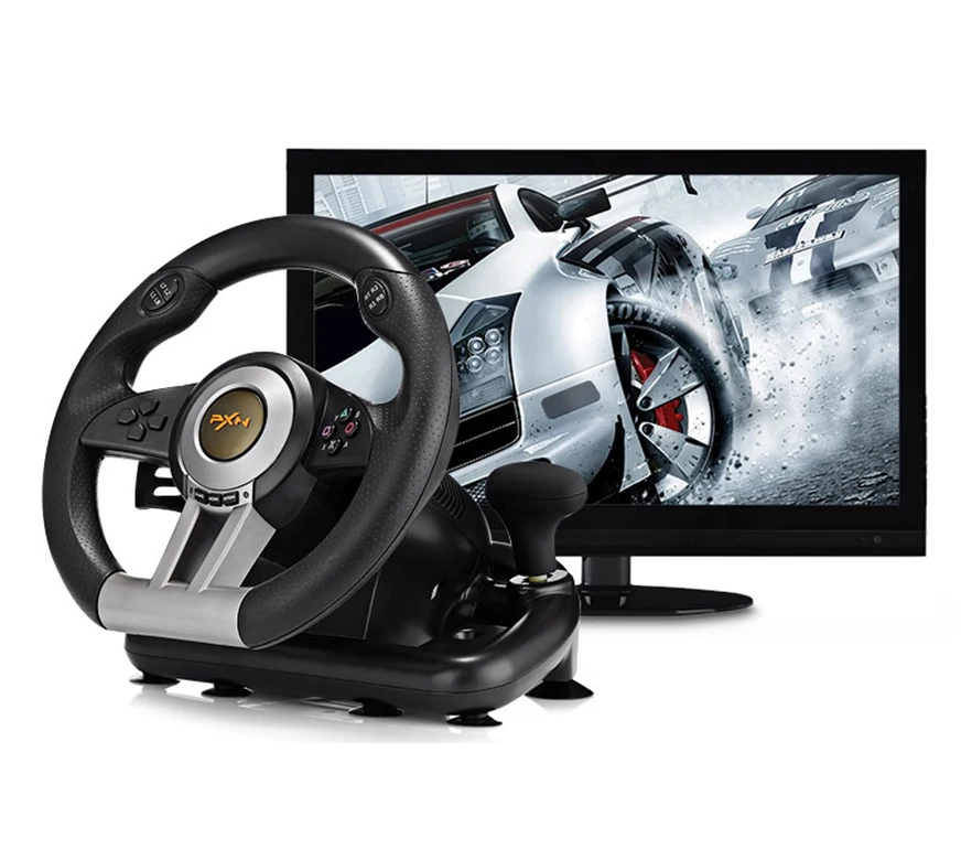 PXN-V3II Vibration Dual Motor USB Racing Game Steering Wheel with Foldable Pedal for PS3 PS4 Xbox One, XBOX SERIES