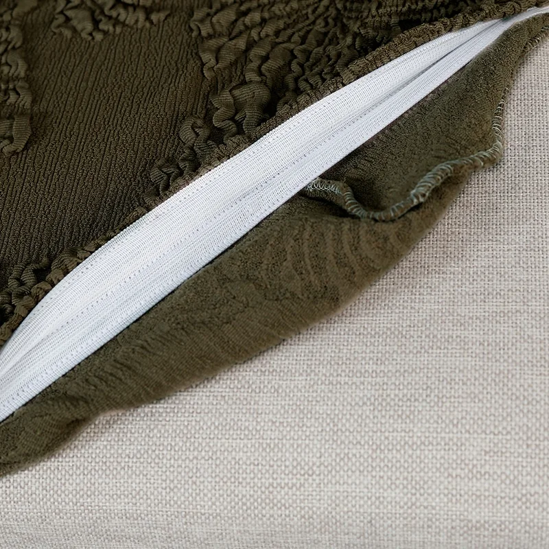 Simple wholesale modern Elastic jacquard chair covers Khaki Green small Dining chair seat covers for Dining Room