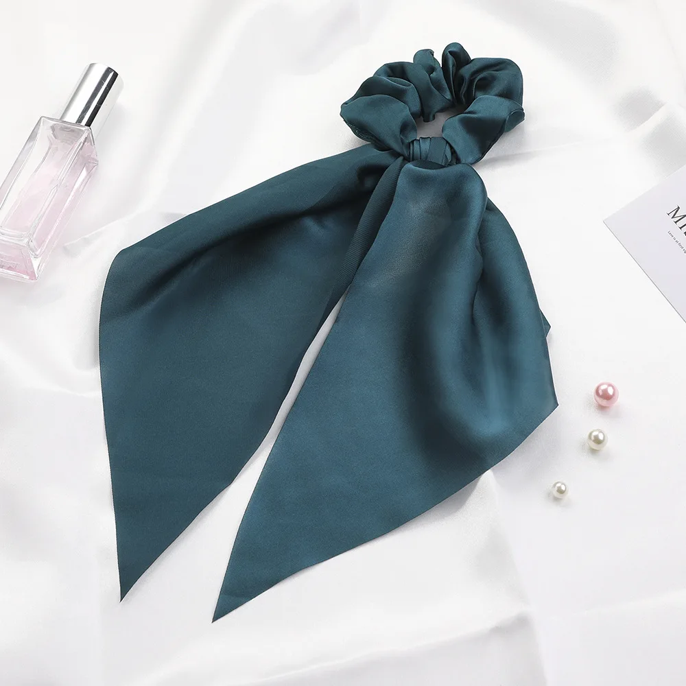 Hot Selling Knotted Ribbon Satin Large Intestine Loop Silk Smooth Square Towel Hair Loop Ponytail Hair Accessories For Women