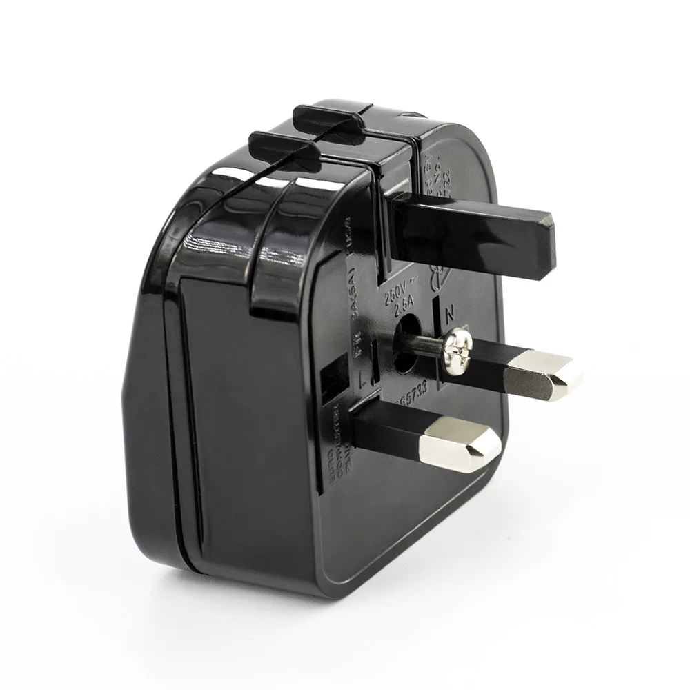 EU to UK Adapter plug with 2 pin female round C plug to BS1363 male plug fused 13A