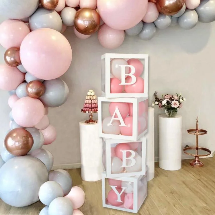  Baby Shower коробки Свадебная вечеринка аксессуары (4 шт. прозрачные воздушные шары Декор чехол с толстовка принтом 