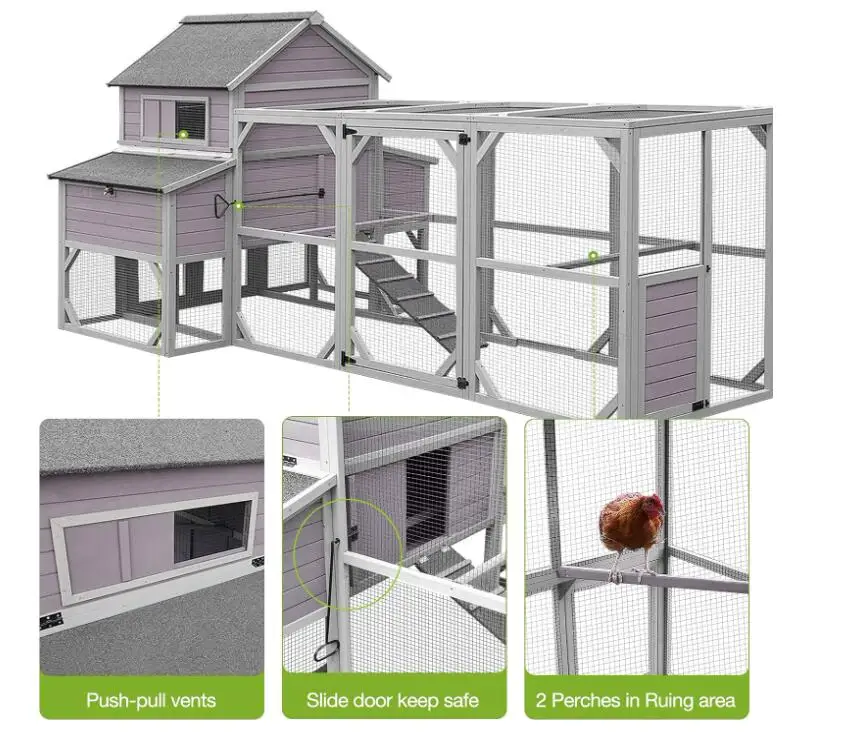Fir Wood Waterproof Roof Grey Chicken Coop for Sale Online for 10-15 Chicken