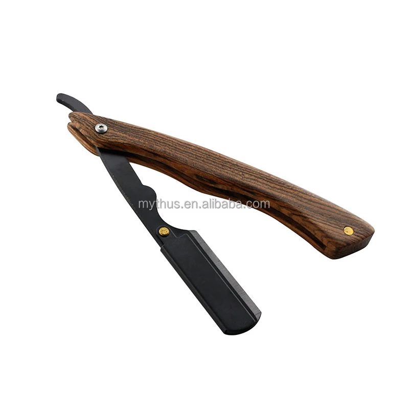 Old Style Beard Shaving Razor Metal Straight Edge Head Wood Handle Manual Barber Shavette Razor Professional Shaving Tools