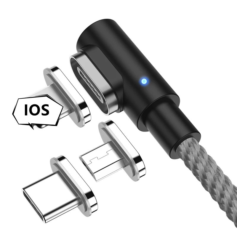 2021 hot 3A 90 Degree magnetic USB Cable magnetic usb cable fast charging 3 in 1type c cable fast charging