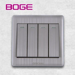 BOGE Manufacturers Electronic UK Light Hotel Switch 4 Gang 1 Way AC Electric Wall Switch for Home