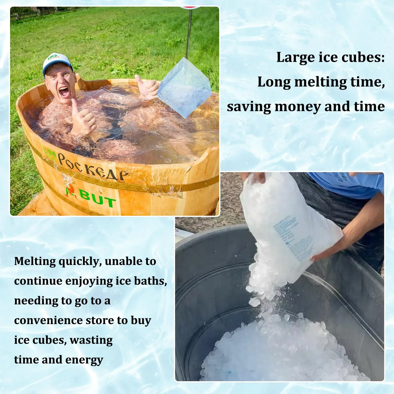 2024 Large Ice Block Big Size Silicone Ice Bath Mold Plunge Coolers Freezer Tray Cube Cooler Maker Pack Box For Body Big