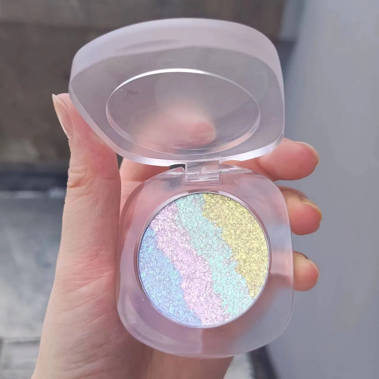 Chameleon highlight mashed potato rainbow colorful diameter 42mm diamond eye shadow optical light variable color makeup